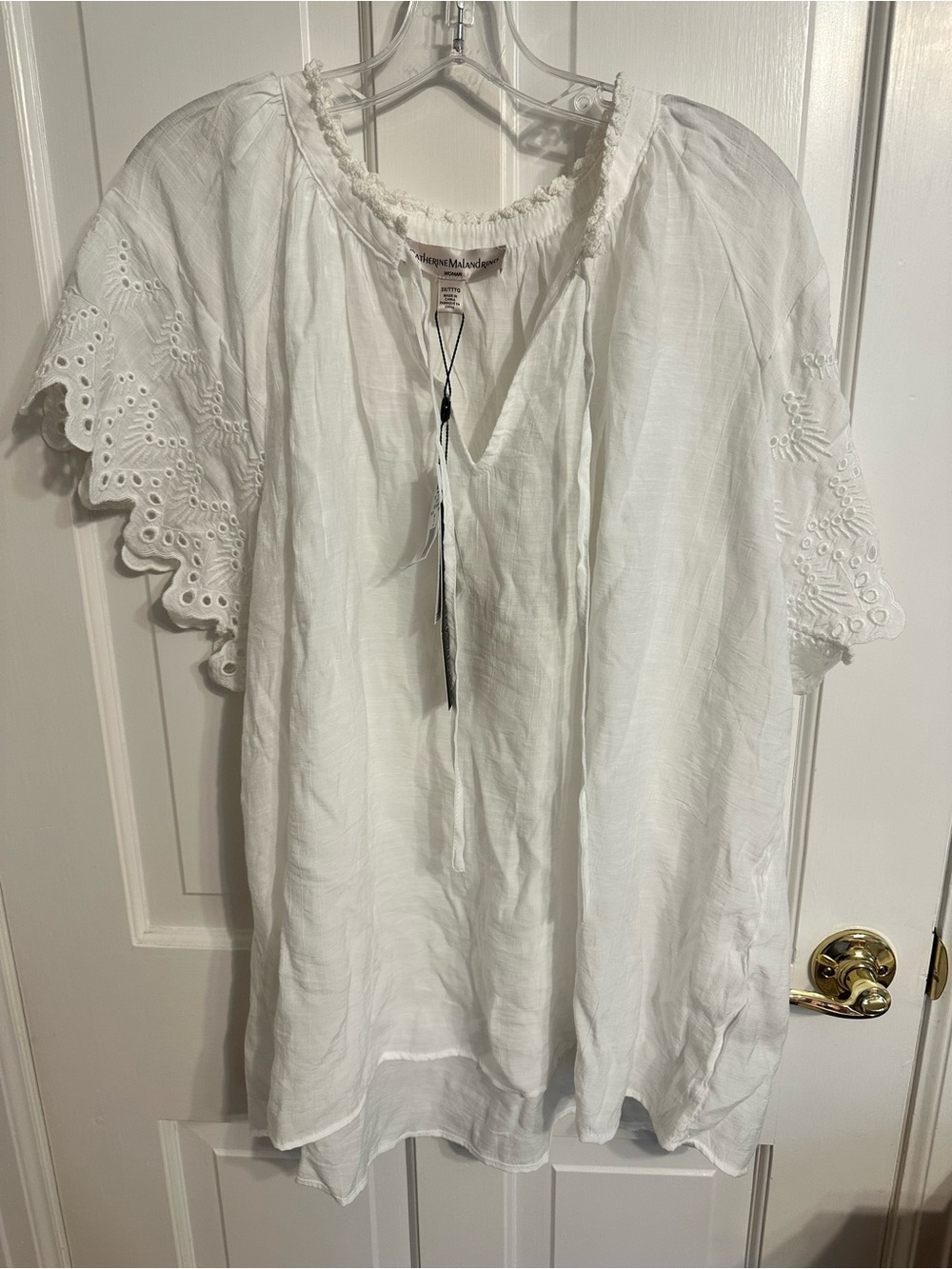 Catherine Malandrino NWT White Eyelet short Sleeve Top
